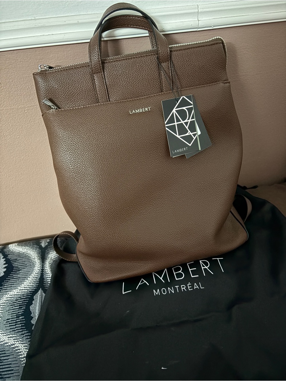 LAMBERT - Brown Vegan Leather Backpack